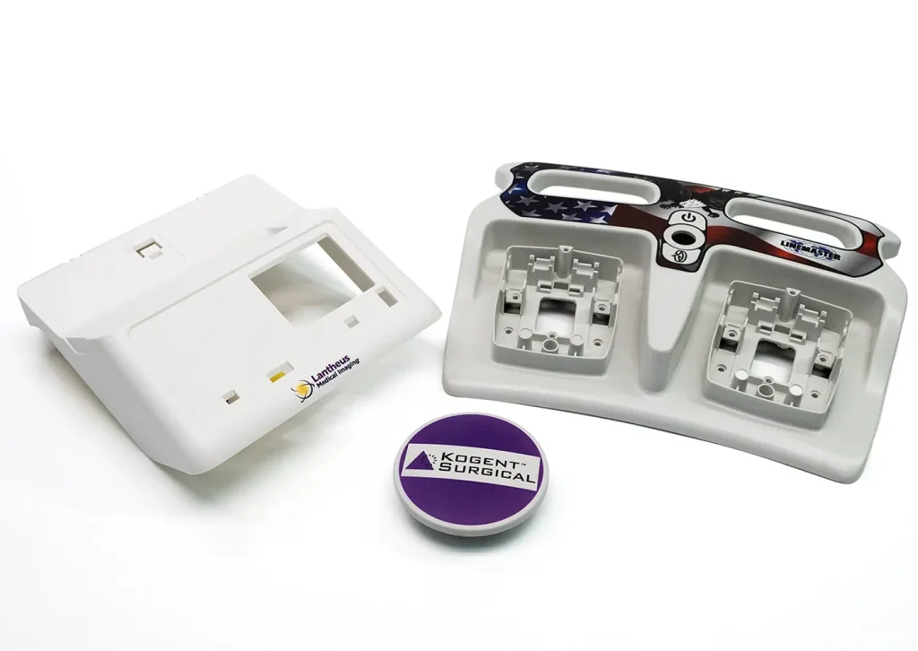 A suite of inkjet printed parts.