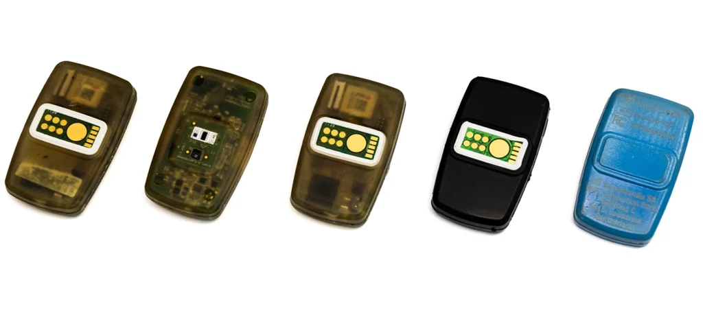 Close up of LPM parts in various colors/materials.