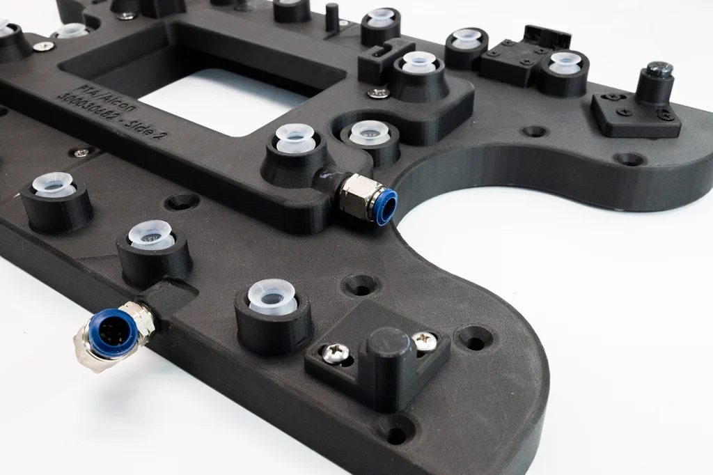 Close up of the 3D-printed vacuum fixture.