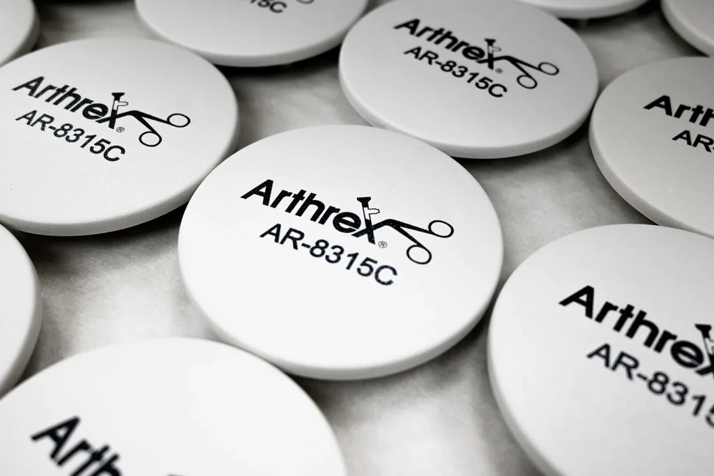  An array of pad printed parts.